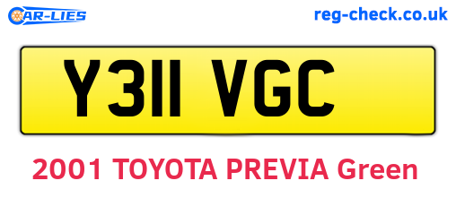 Y311VGC are the vehicle registration plates.