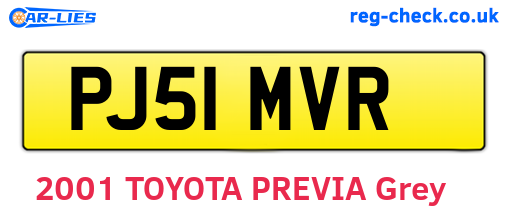 PJ51MVR are the vehicle registration plates.