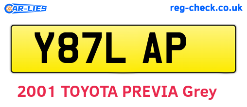 Y87LAP are the vehicle registration plates.