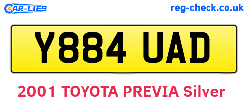 Y884UAD are the vehicle registration plates.