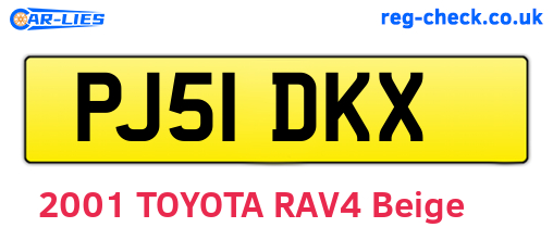PJ51DKX are the vehicle registration plates.