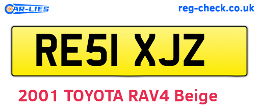 RE51XJZ are the vehicle registration plates.