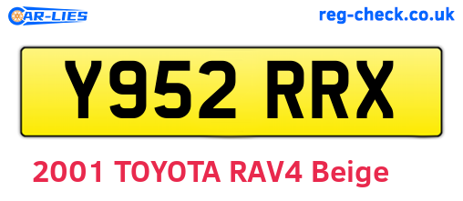 Y952RRX are the vehicle registration plates.