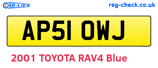 AP51OWJ are the vehicle registration plates.