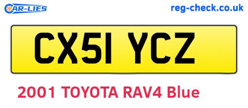 CX51YCZ are the vehicle registration plates.