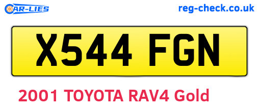 X544FGN are the vehicle registration plates.