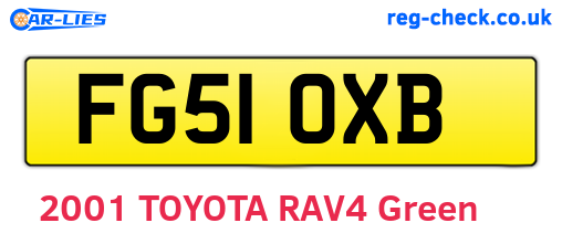 FG51OXB are the vehicle registration plates.