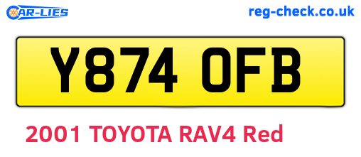 Y874OFB are the vehicle registration plates.