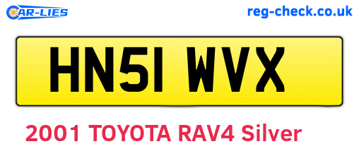 HN51WVX are the vehicle registration plates.