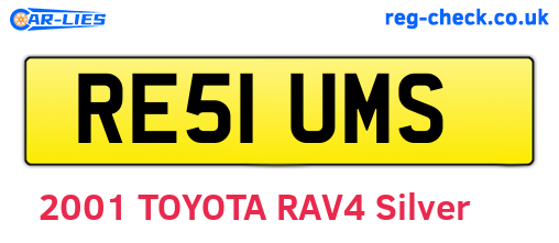 RE51UMS are the vehicle registration plates.