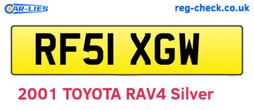 RF51XGW are the vehicle registration plates.