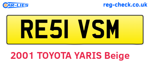 RE51VSM are the vehicle registration plates.