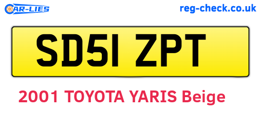 SD51ZPT are the vehicle registration plates.