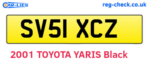 SV51XCZ are the vehicle registration plates.
