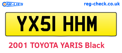 YX51HHM are the vehicle registration plates.