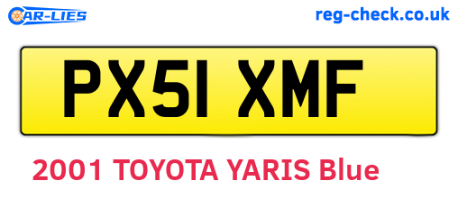 PX51XMF are the vehicle registration plates.