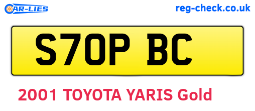 S70PBC are the vehicle registration plates.