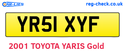 YR51XYF are the vehicle registration plates.