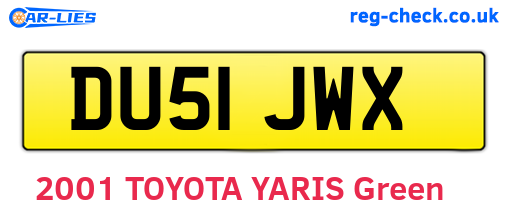 DU51JWX are the vehicle registration plates.