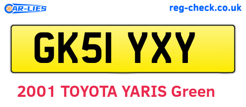 GK51YXY are the vehicle registration plates.