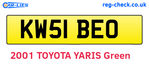 KW51BEO are the vehicle registration plates.