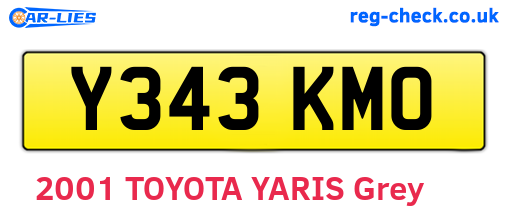 Y343KMO are the vehicle registration plates.