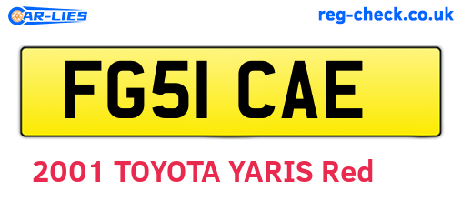 FG51CAE are the vehicle registration plates.