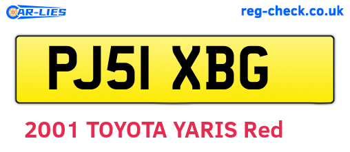 PJ51XBG are the vehicle registration plates.