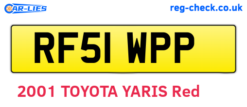 RF51WPP are the vehicle registration plates.
