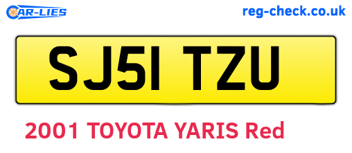 SJ51TZU are the vehicle registration plates.