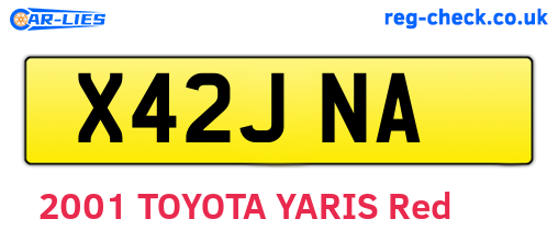 X42JNA are the vehicle registration plates.
