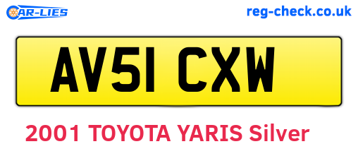 AV51CXW are the vehicle registration plates.