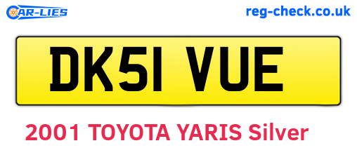 DK51VUE are the vehicle registration plates.