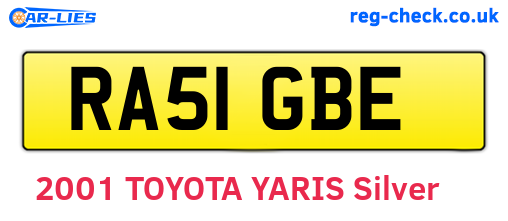 RA51GBE are the vehicle registration plates.