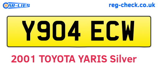 Y904ECW are the vehicle registration plates.