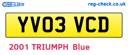 YV03VCD are the vehicle registration plates.