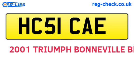 HC51CAE are the vehicle registration plates.