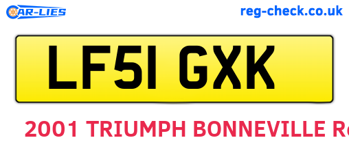 LF51GXK are the vehicle registration plates.