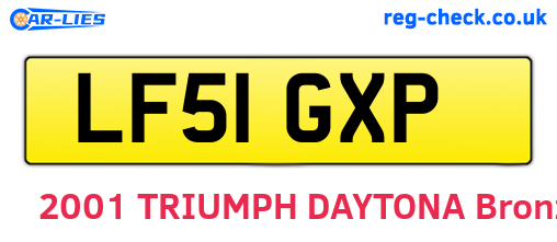 LF51GXP are the vehicle registration plates.