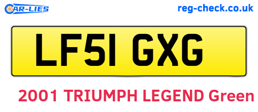 LF51GXG are the vehicle registration plates.