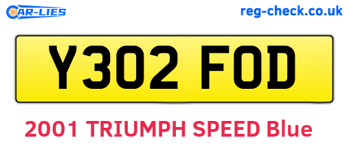 Y302FOD are the vehicle registration plates.