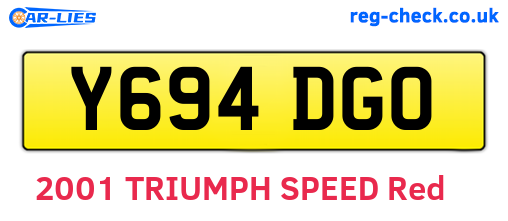 Y694DGO are the vehicle registration plates.