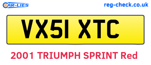 VX51XTC are the vehicle registration plates.