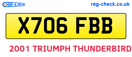 X706FBB are the vehicle registration plates.