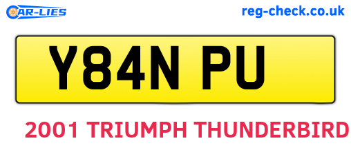 Y84NPU are the vehicle registration plates.