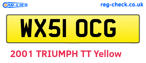 WX51OCG are the vehicle registration plates.