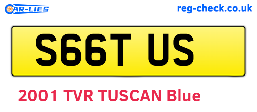 S66TUS are the vehicle registration plates.
