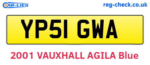 YP51GWA are the vehicle registration plates.