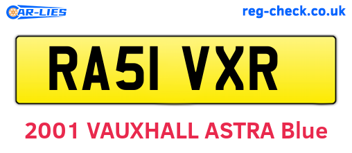 RA51VXR are the vehicle registration plates.
