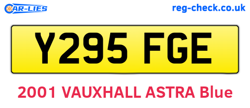 Y295FGE are the vehicle registration plates.